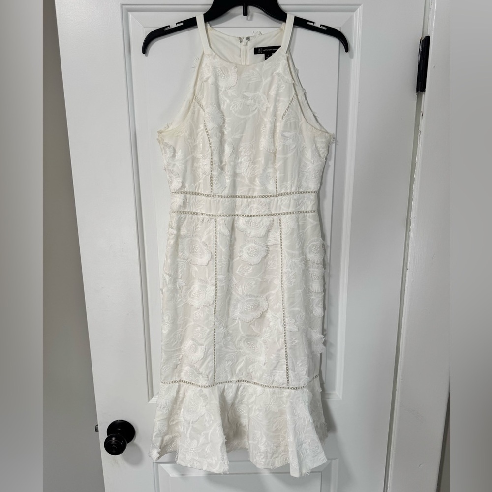 INC International Concepts Embroidered Floral Elegant White Lace Dress